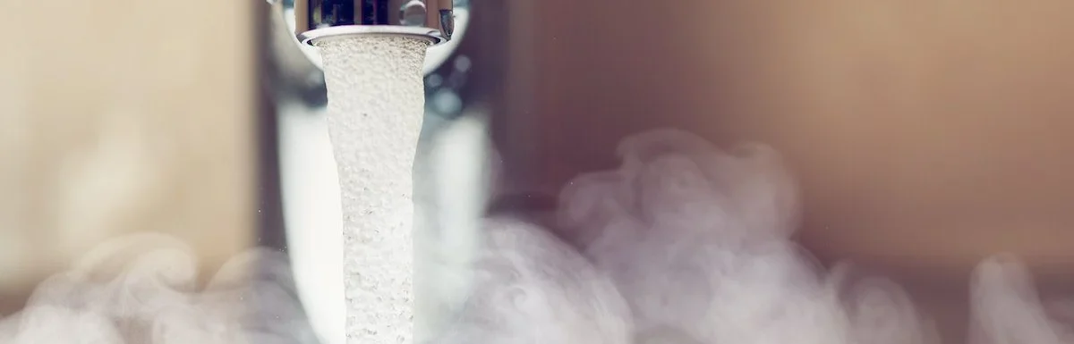 Faucet with hot water running