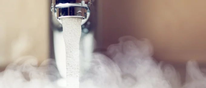 Faucet with hot water running