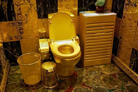 Golden toilet and bathroom
