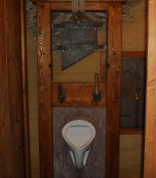 Urinal placed in a guillotine