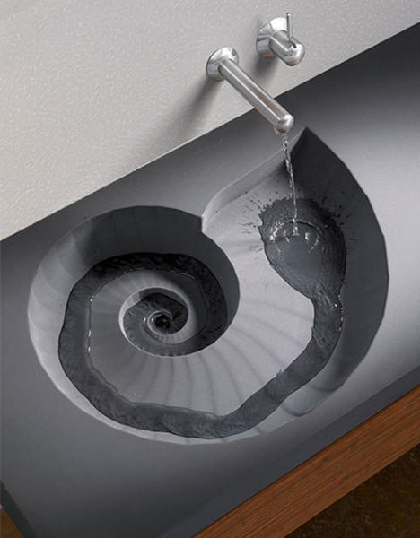 Ammonite sink image that looks like a snail shell