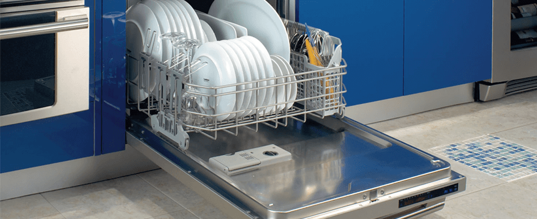 Blue dishwasher area